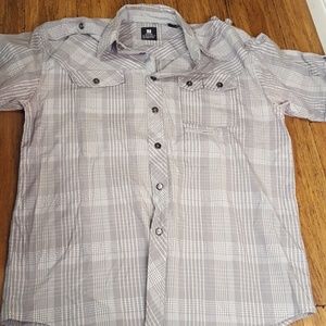 Short sleeve button-down gray shirt